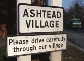 Photo of Ashtead Village sign at one entrance to village